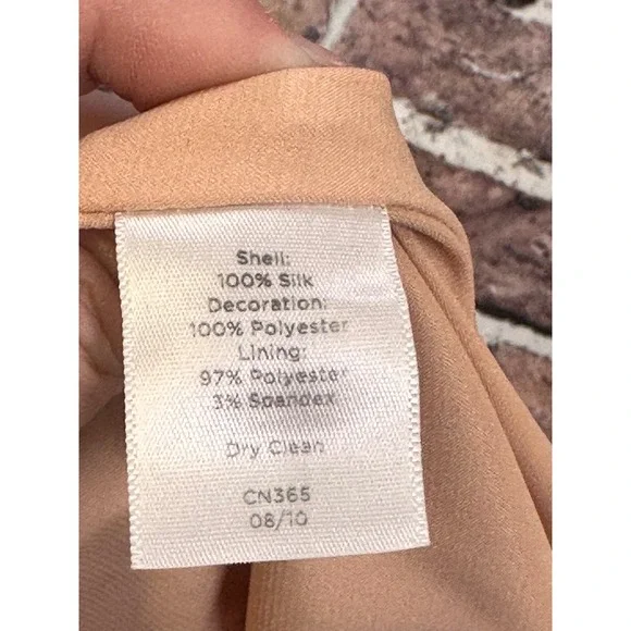 Talbots Silk Skirt 8P Petite Blush 3D Floral Rosette Hem Romantic Cottagecore - Picture 5 of 16